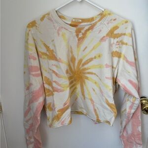 MOTHER tie dye cropped crew neck sweater